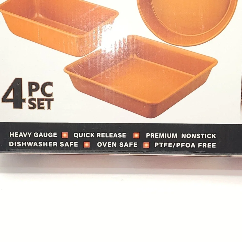 Culinary Edge Copper Ceramic Nonstick‎ Bakeware Set, Assorted Items, 4 Piece